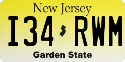 NJ license plate I34RWM