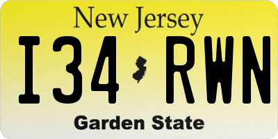NJ license plate I34RWN