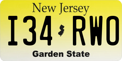 NJ license plate I34RWO