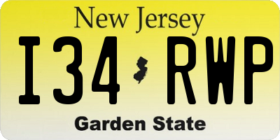 NJ license plate I34RWP