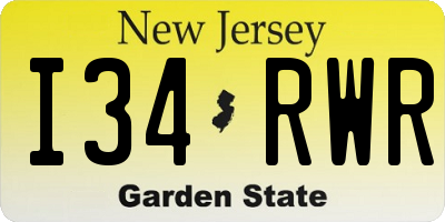 NJ license plate I34RWR