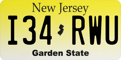 NJ license plate I34RWU