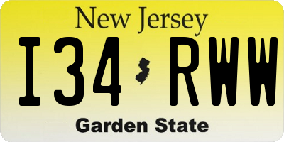 NJ license plate I34RWW