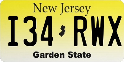 NJ license plate I34RWX