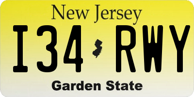 NJ license plate I34RWY