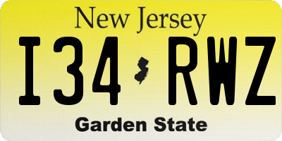 NJ license plate I34RWZ
