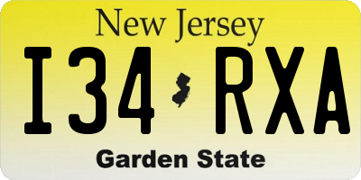 NJ license plate I34RXA