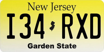 NJ license plate I34RXD