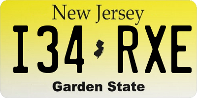 NJ license plate I34RXE