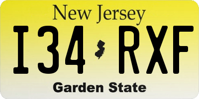 NJ license plate I34RXF