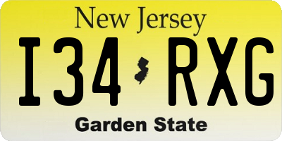 NJ license plate I34RXG