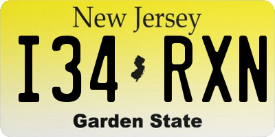 NJ license plate I34RXN