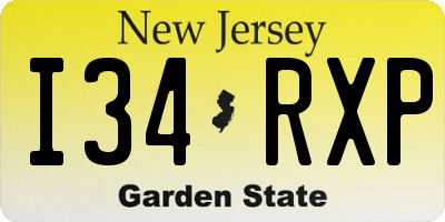 NJ license plate I34RXP