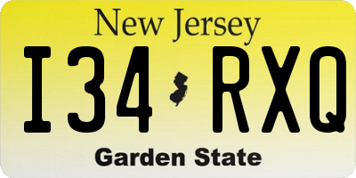 NJ license plate I34RXQ