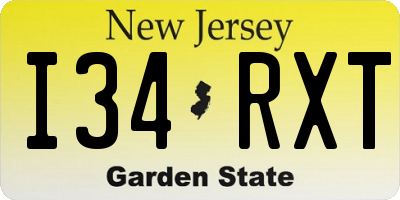 NJ license plate I34RXT