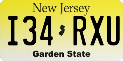 NJ license plate I34RXU