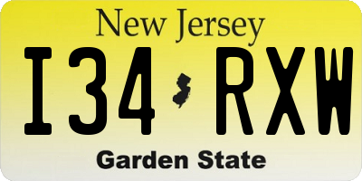 NJ license plate I34RXW