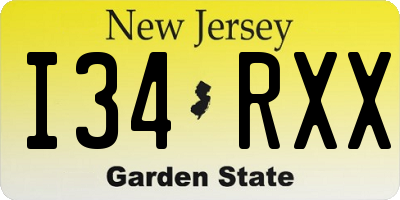 NJ license plate I34RXX