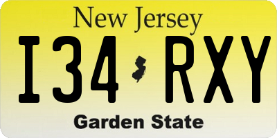 NJ license plate I34RXY