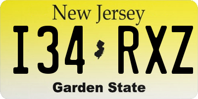 NJ license plate I34RXZ
