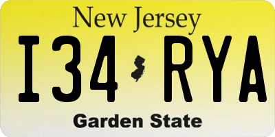 NJ license plate I34RYA
