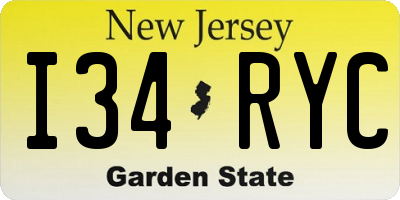 NJ license plate I34RYC