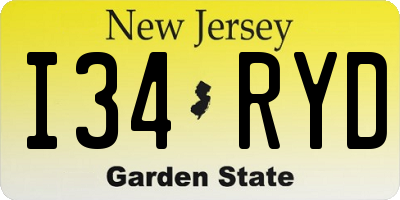 NJ license plate I34RYD