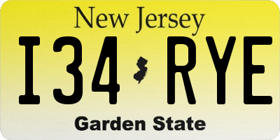 NJ license plate I34RYE