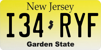 NJ license plate I34RYF