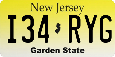 NJ license plate I34RYG