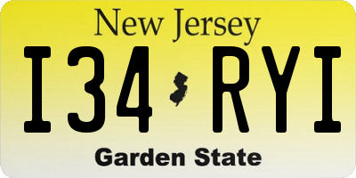 NJ license plate I34RYI