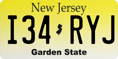 NJ license plate I34RYJ