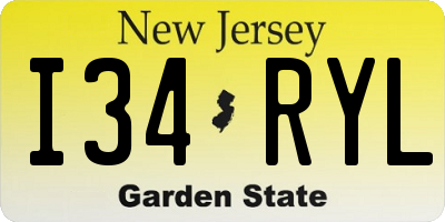NJ license plate I34RYL
