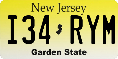 NJ license plate I34RYM
