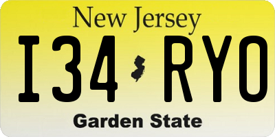NJ license plate I34RYO