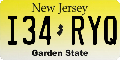NJ license plate I34RYQ