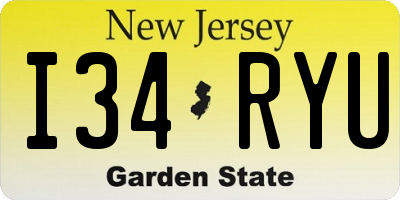 NJ license plate I34RYU