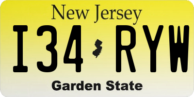 NJ license plate I34RYW
