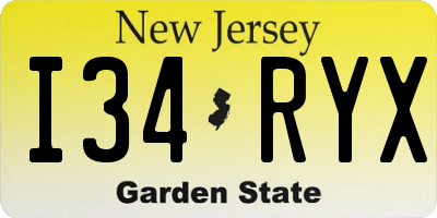 NJ license plate I34RYX