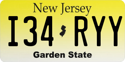 NJ license plate I34RYY