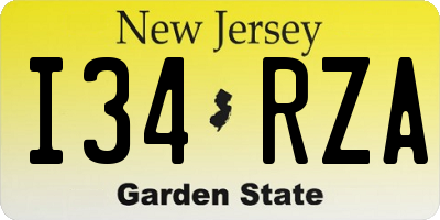 NJ license plate I34RZA