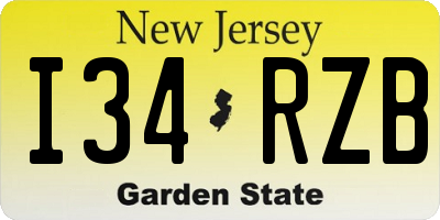 NJ license plate I34RZB