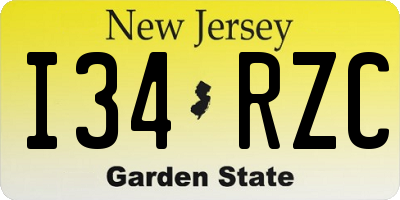 NJ license plate I34RZC