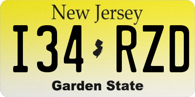NJ license plate I34RZD