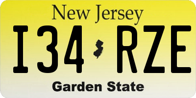 NJ license plate I34RZE