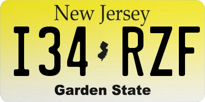 NJ license plate I34RZF