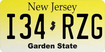NJ license plate I34RZG