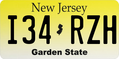 NJ license plate I34RZH