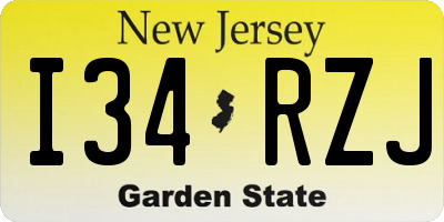 NJ license plate I34RZJ