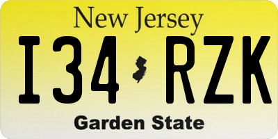 NJ license plate I34RZK
